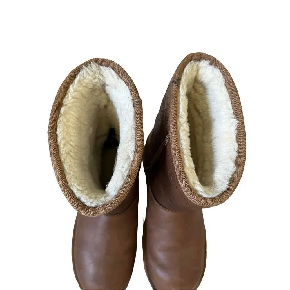 Ugg‎ Australia Brown Leather Boots TRIANA SEAWEED Size 9